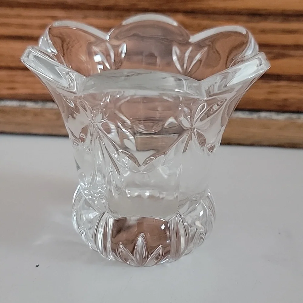 FOSTORIA 24% lead Crystal Glass Accents Vase Candle GERMANY